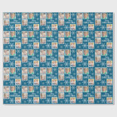 Papier Cadeau Merry Christmas 4 Photos Snowflake Christmas Blue (Plat)
