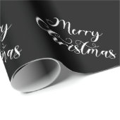 Papier Cadeau Merry Christmas Black Gift Wrapping Paper  (Coin rond)