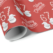 Papier Cadeau Merry Christmas Candy Cane 6-7 Meme Pattern (Coin rond)