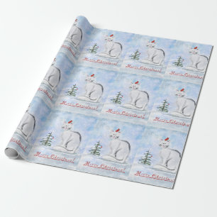 Papier Cadeau Merry Christmas Chat et Birdie Enveloppement Cadea