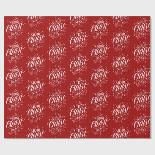 Papier Cadeau Merry CHRISTmas Christian Chalkboard Calligraphie (Plat)
