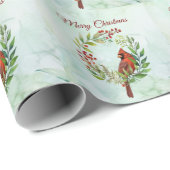 Papier Cadeau Merry Christmas Classic Cardinal  (Coin rond)
