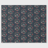 Papier Cadeau Merry Christmas Floral Wreath (Plat)
