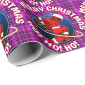 PAPIER CADEAU MERRY CHRISTMAS FUNNY SPACE ASTRONAUT (Coin rond)