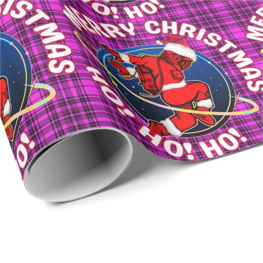 PAPIER CADEAU MERRY CHRISTMAS FUNNY SPACE ASTRONAUT (Coin rond)