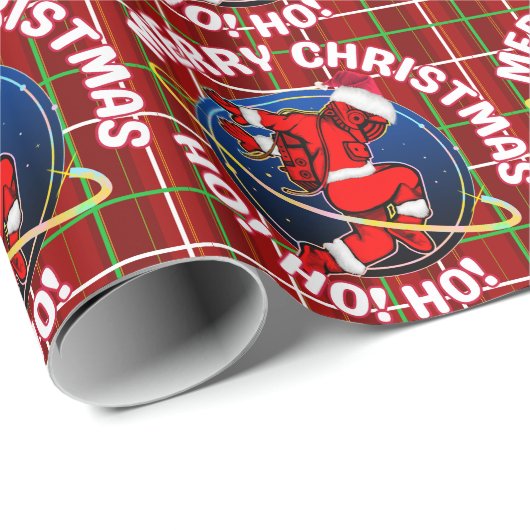 PAPIER CADEAU MERRY CHRISTMAS FUNNY SPACE ASTRONAUT (Coin rond)