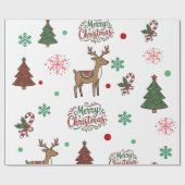 Papier Cadeau Merry Christmas Holiday Deer & Candy Cane Gift Wra (Plat)