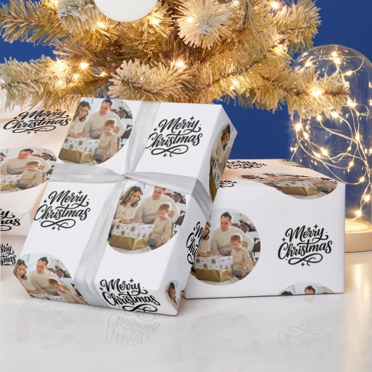 Papier Cadeau Merry Christmas Photo Collage Personalized  (Vacances)