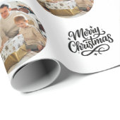 Papier Cadeau Merry Christmas Photo Collage Personalized  (Coin rond)