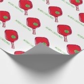 Papier Cadeau Merry Christmas Pickleball Red Paddle & Green Ball (Coin)