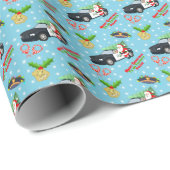 Papier Cadeau Merry Christmas Police Officer Santa Cop Car (Coin rond)