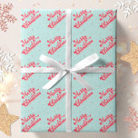 Papier Cadeau Merry Christmas Red Aqua Retro Holiday<br><div class="desc">This Christmas wrapping paper fea MERRY CHRISTMAS design in a retro style font with stars and starbursts.</div>