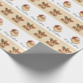 Papier Cadeau Merry Christmas Santa & Reindeer Wrapping Paper (Coin)