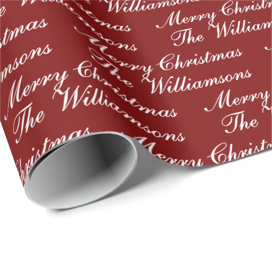 Papier Cadeau Merry Christmas Script with Custom Name (Coin rond)
