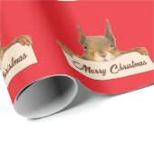 Papier Cadeau Merry Christmas Squirrel (Coin rond)