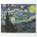 Papier Cadeau Merry Christmas Starry Night par Vincent van Gogh.<br><div class="desc">Merry Christmas Starry Night par Vincent van Gogh. Les plus célèbres beaux-arts,  impressionnisme,  peinture à l'huile de paysage. Favoris et aimé par beaucoup de gens. Une belle nuit étoilée bleue avec l'imagination jaune étoiles d'espoir et de joie.</div>