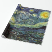 Papier Cadeau Merry Christmas Starry Night par Vincent van Gogh. (Déroulé)
