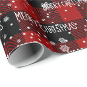 Papier Cadeau MERRY CHRISTMAS Texte Sur Plaid (Coin rond)