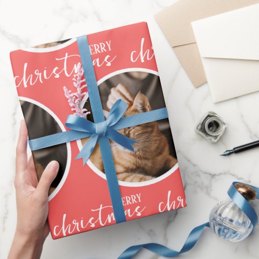 Papier Cadeau Merry Christmas with One Circle Photo (Cadeaux)