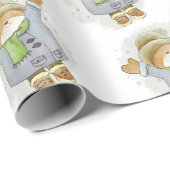 Papier Cadeau Merry Christmas Wrapping Cat Kitten Winter (Coin rond)