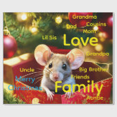 Papier Cadeau Merry Christmas Wrapping Family Love Mouse  (Plat)
