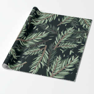 Papier Cadeau Merry Christmass pin Feuille arbre botanique