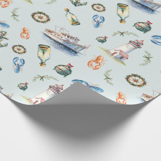 Papier Cadeau Merry Coastal Christmas Wrapping Paper (Coin)