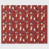 Papier Cadeau Merry Corgmess Text - Christmas Corgi rouge motif (Plat)