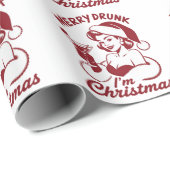 Papier Cadeau Merry Drunk I'm Christmas Cocktail Snarky Drinking (Coin rond)