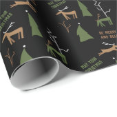 PAPIER CADEAU MERRY ET DEER NOËL (Coin rond)