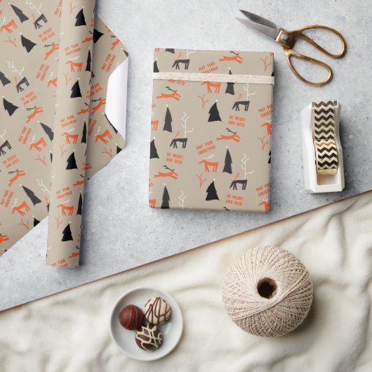 PAPIER CADEAU MERRY ET DEER NOËL (Artisanat)