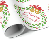 Papier Cadeau Merry Fitness Wreath KettleBells Holiday Gift Wrap (Coin rond)