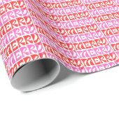 Papier Cadeau Merry Merry Modern Groovy Print Wrapping Paper (Coin rond)