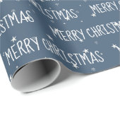 Papier Cadeau MERRY NOËL Texte Sur Les Étoiles (Coin rond)