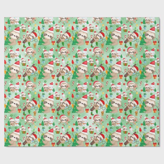 Papier Cadeau Merry Slothmas enrobage papier rouleau (Plat)