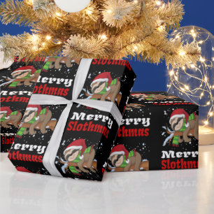 Papier Cadeau Merry Slothmas Motif Funny Christmas Wrapper Pa