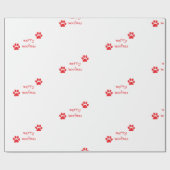 Papier Cadeau Merry Woofmas Empreinte de patte Red Statement (Plat)