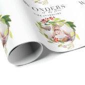 Papier Cadeau Merveilles de sa photo de feuillage d'aquarelle (Coin rond)