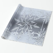 Papier Cadeau Merveilleux Noël, Argent, Snowflakes en verre (Déroulé)