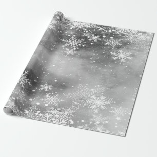 Papier Cadeau Merveilleux Paysage d'Hiver, Vacances Grises