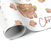 Papier Cadeau Mery Christmas Capybara (Coin rond)