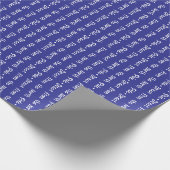 Papier Cadeau Message blanc ludique modifiable sur fond bleu fon (Coin)