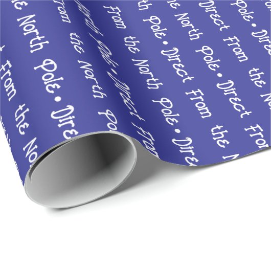 Papier Cadeau Message blanc ludique modifiable sur fond bleu fon (Coin rond)