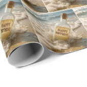 Papier Cadeau Message d'anniversaire dans une bouteille (Coin rond)