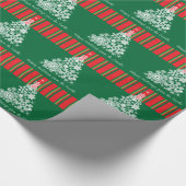 Papier Cadeau Message d'arbre de Noël à flocon vert à motif (Coin)
