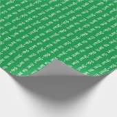 Papier Cadeau Message modifiable blanc sur vert clair (Coin)