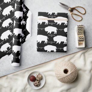 Papier Cadeau Message personnalisé de buffle rustique noir et bl