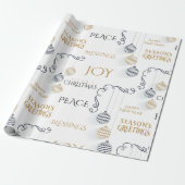 Papier Cadeau Messages de vacances modernes noirs et dorés (Déroulé)
