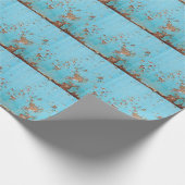 Papier Cadeau Métal bleu rouillé : Mur texturé. (Coin)