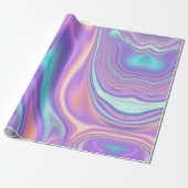 Papier Cadeau Metallic Iridescent Rainbow Pink Aqua Purple (Déroulé)